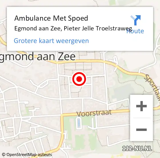 Locatie op kaart van de 112 melding: Ambulance Met Spoed Naar Egmond aan Zee, Pieter Jelle Troelstraweg op 13 december 2016 14:56