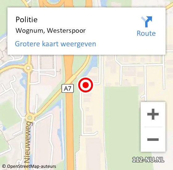 Locatie op kaart van de 112 melding: Politie Wognum, Westerspoor op 13 december 2016 14:58