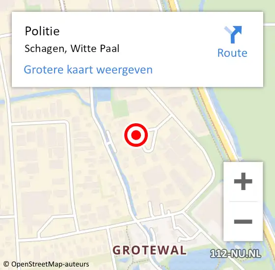 Locatie op kaart van de 112 melding: Politie Schagen, Witte Paal op 13 december 2016 15:04