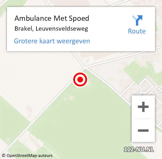 Locatie op kaart van de 112 melding: Ambulance Met Spoed Naar Brakel, Leuvensveldseweg op 13 december 2016 15:24