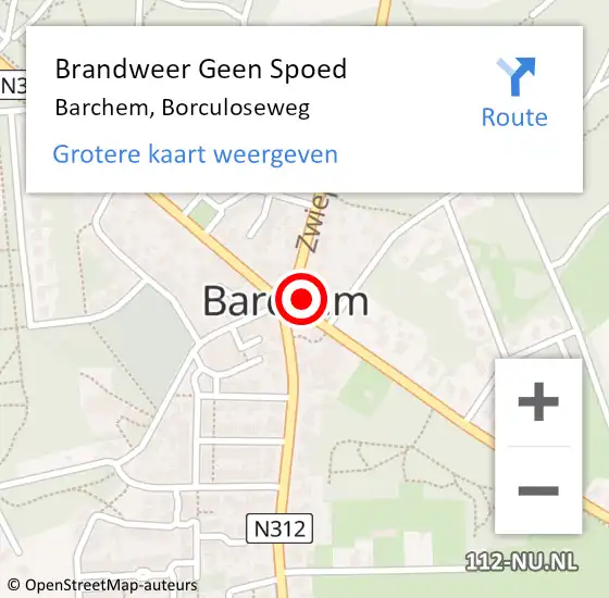 Locatie op kaart van de 112 melding: Brandweer Geen Spoed Naar Barchem, Borculoseweg op 13 december 2016 15:40