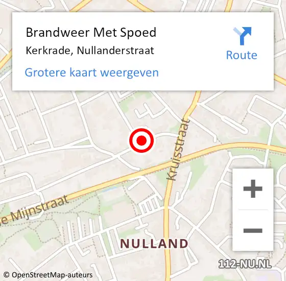 Locatie op kaart van de 112 melding: Brandweer Met Spoed Naar Kerkrade, Nullanderstraat op 13 december 2016 16:30