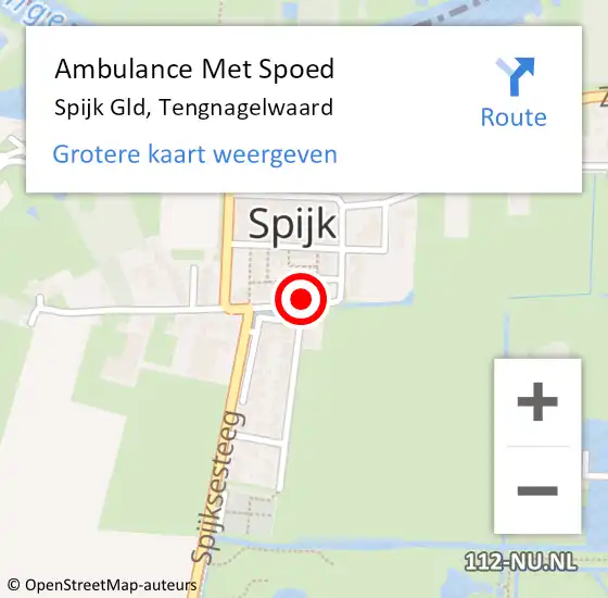 Locatie op kaart van de 112 melding: Ambulance Met Spoed Naar Spijk Gld, Tengnagelwaard op 13 december 2016 16:38