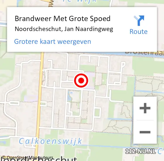 Locatie op kaart van de 112 melding: Brandweer Met Grote Spoed Naar Noordscheschut, Jan Naardingweg op 13 december 2016 16:54