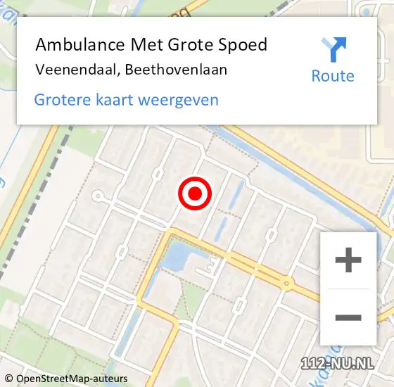 Locatie op kaart van de 112 melding: Ambulance Met Grote Spoed Naar Veenendaal, Beethovenlaan op 13 december 2016 17:10