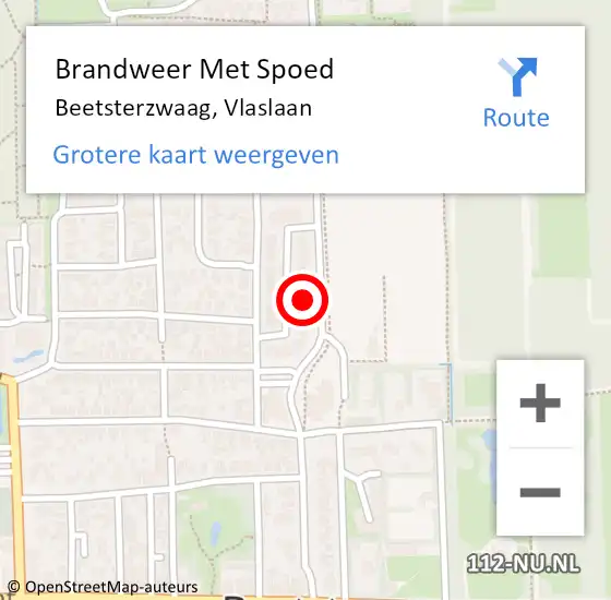 Locatie op kaart van de 112 melding: Brandweer Met Spoed Naar Beetsterzwaag, Vlaslaan op 13 december 2016 17:46