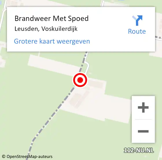 Locatie op kaart van de 112 melding: Brandweer Met Spoed Naar Leusden, Voskuilerdijk op 13 december 2016 17:51