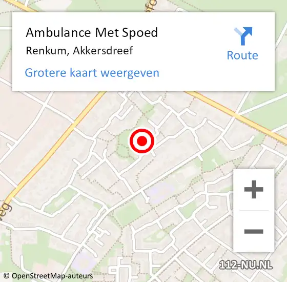 Locatie op kaart van de 112 melding: Ambulance Met Spoed Naar Renkum, Akkersdreef op 13 december 2016 17:59