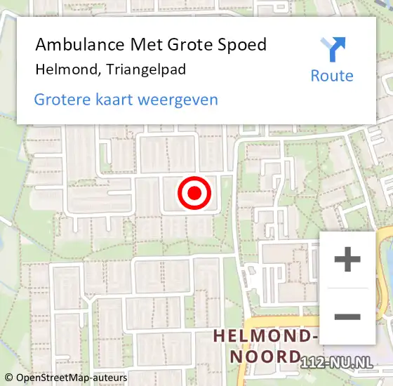 Locatie op kaart van de 112 melding: Ambulance Met Grote Spoed Naar Helmond, Triangelpad op 13 december 2016 18:21