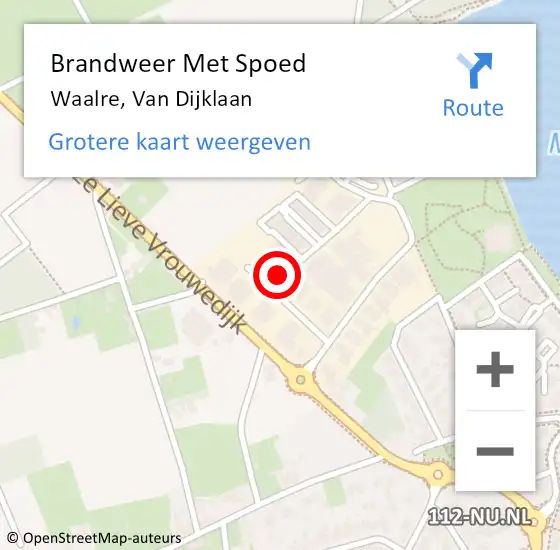 Locatie op kaart van de 112 melding: Brandweer Met Spoed Naar Waal, Van Dijklaan op 13 december 2016 18:52