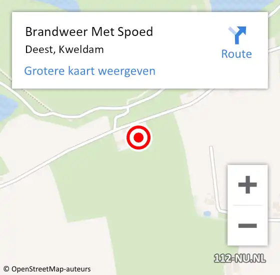 Locatie op kaart van de 112 melding: Brandweer Met Spoed Naar Deest, Kweldam op 13 december 2016 20:27