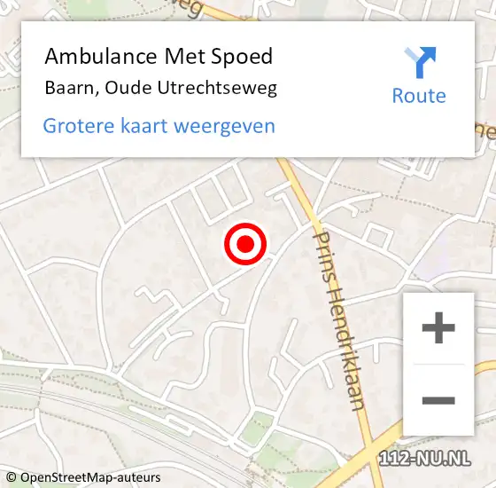 Locatie op kaart van de 112 melding: Ambulance Met Spoed Naar Baarn, Oude Utrechtseweg op 13 december 2016 20:45