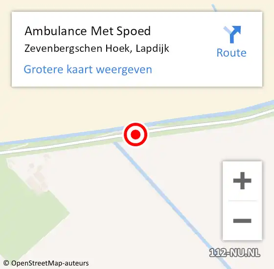 Locatie op kaart van de 112 melding: Ambulance Met Spoed Naar Zevenbergschen Hoek, Lapdijk op 13 december 2016 21:04