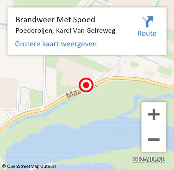 Locatie op kaart van de 112 melding: Brandweer Met Spoed Naar Poederoijen, Karel Van Gelreweg op 13 december 2016 21:21