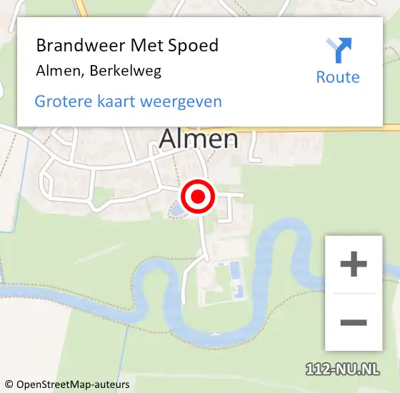 Locatie op kaart van de 112 melding: Brandweer Met Spoed Naar Almen, Berkelweg op 13 december 2016 21:32