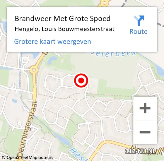 Locatie op kaart van de 112 melding: Brandweer Met Grote Spoed Naar Hengelo, Louis Bouwmeesterstraat op 13 december 2016 22:01