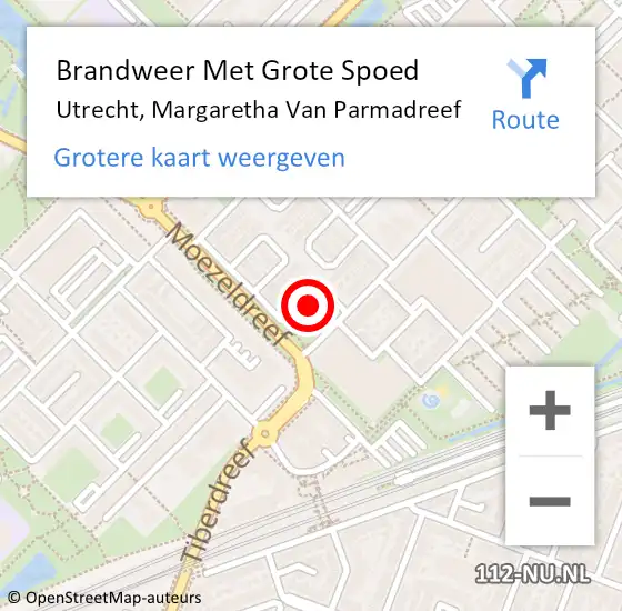 Locatie op kaart van de 112 melding: Brandweer Met Grote Spoed Naar Utrecht, Margaretha Van Parmadreef op 13 december 2016 22:30