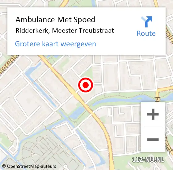 Locatie op kaart van de 112 melding: Ambulance Met Spoed Naar Ridderkerk, Meester Treubstraat op 13 december 2016 23:05
