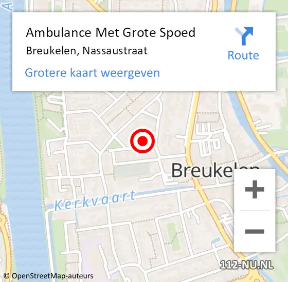 Locatie op kaart van de 112 melding: Ambulance Met Grote Spoed Naar Breukelen, Nassaustraat op 13 december 2016 23:54