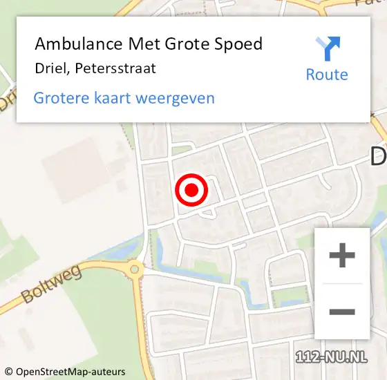 Locatie op kaart van de 112 melding: Ambulance Met Grote Spoed Naar Driel, Petersstraat op 14 december 2016 02:04