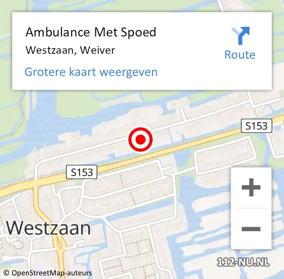 Locatie op kaart van de 112 melding: Ambulance Met Spoed Naar Westzaan, Weiver op 14 december 2016 03:01