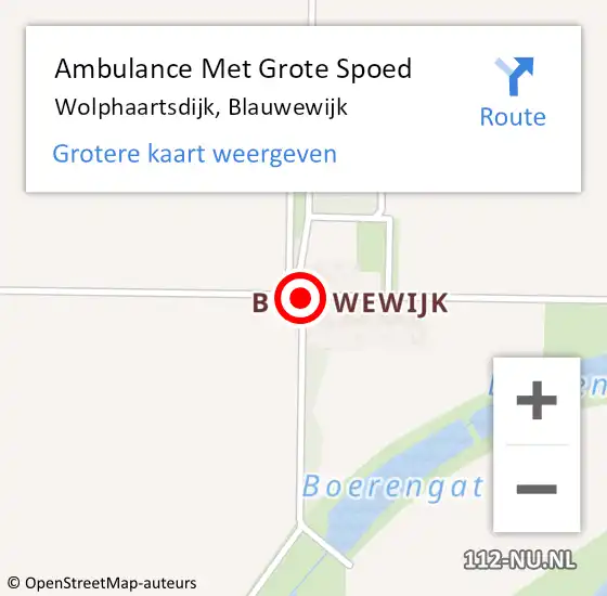 Locatie op kaart van de 112 melding: Ambulance Met Grote Spoed Naar Wolphaartsdijk, Blauwewijk op 14 december 2016 03:45