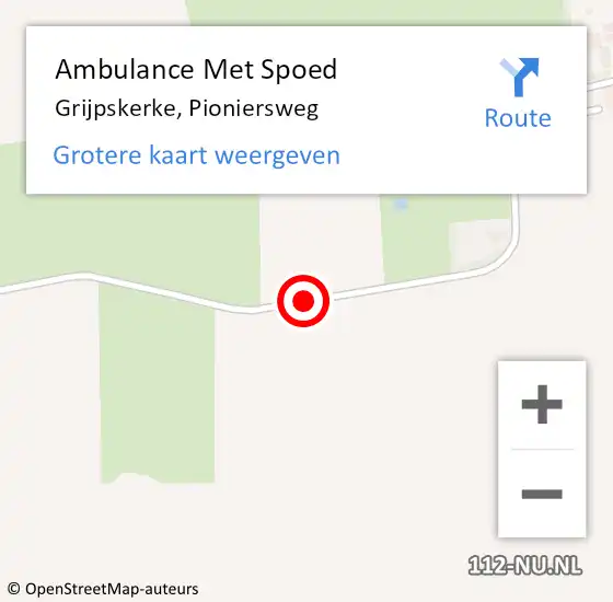 Locatie op kaart van de 112 melding: Ambulance Met Spoed Naar Grijpskerke, Pioniersweg op 14 december 2016 04:56