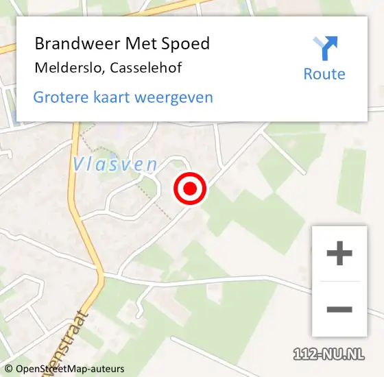 Locatie op kaart van de 112 melding: Brandweer Met Spoed Naar Melderslo, Casselehof op 14 december 2016 06:29