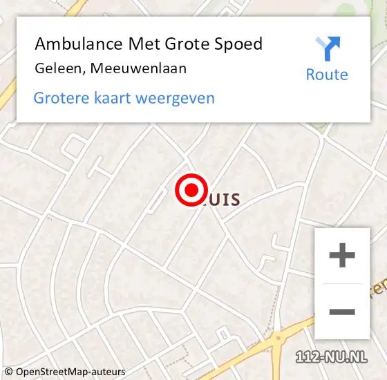 Locatie op kaart van de 112 melding: Ambulance Met Grote Spoed Naar Geleen, Meeuwenlaan op 4 januari 2014 12:48