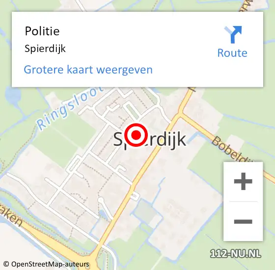 Locatie op kaart van de 112 melding: Politie Spierdijk op 14 december 2016 08:00