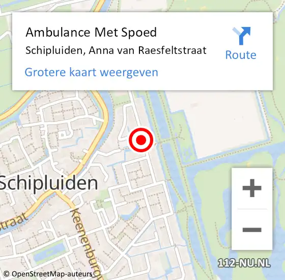 Locatie op kaart van de 112 melding: Ambulance Met Spoed Naar Schipluiden, Anna van Raesfeltstraat op 14 december 2016 08:15