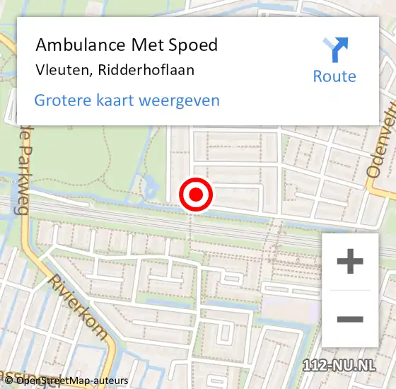 Locatie op kaart van de 112 melding: Ambulance Met Spoed Naar Vleuten, Ridderhoflaan op 14 december 2016 09:02
