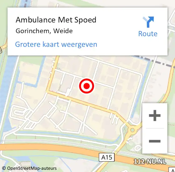 Locatie op kaart van de 112 melding: Ambulance Met Spoed Naar Gorinchem, Weide op 14 december 2016 09:02