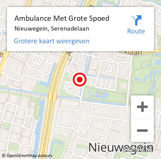 Locatie op kaart van de 112 melding: Ambulance Met Grote Spoed Naar Nieuwegein, Serenadelaan op 14 december 2016 09:28