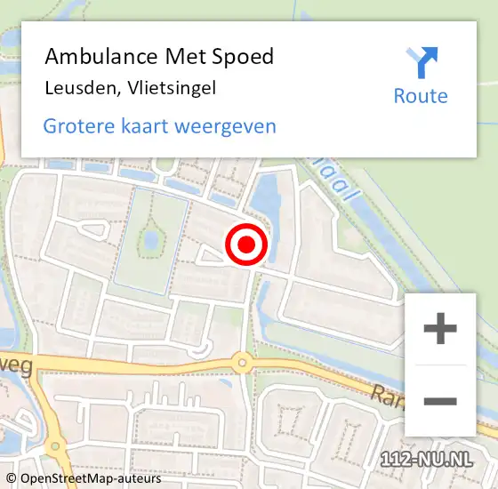 Locatie op kaart van de 112 melding: Ambulance Met Spoed Naar Leusden, Vlietsingel op 14 december 2016 09:31