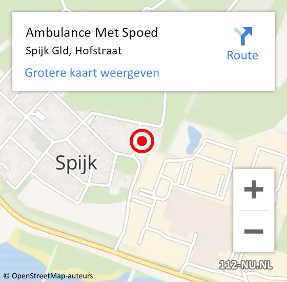 Locatie op kaart van de 112 melding: Ambulance Met Spoed Naar Spijk Gld, Hofstraat op 14 december 2016 11:34