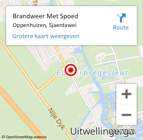 Locatie op kaart van de 112 melding: Brandweer Met Spoed Naar Oppenhuizen, Sjaerdawei op 14 december 2016 12:00