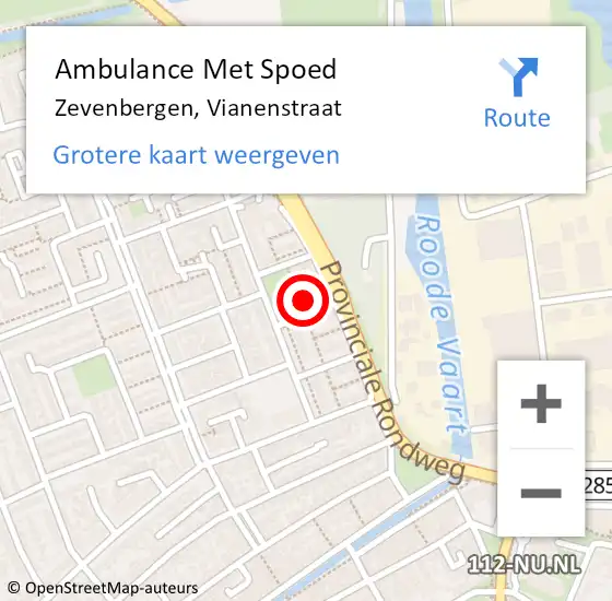 Locatie op kaart van de 112 melding: Ambulance Met Spoed Naar Zevenbergen, Vianenstraat op 14 december 2016 12:03