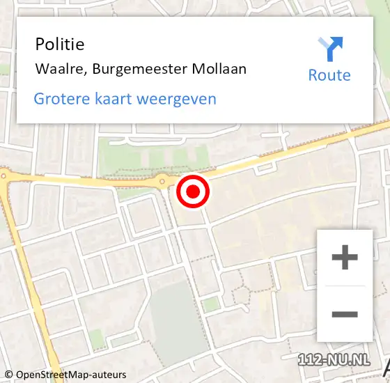 Locatie op kaart van de 112 melding: Politie Waalre, Burgemeester Mollaan op 14 december 2016 12:07