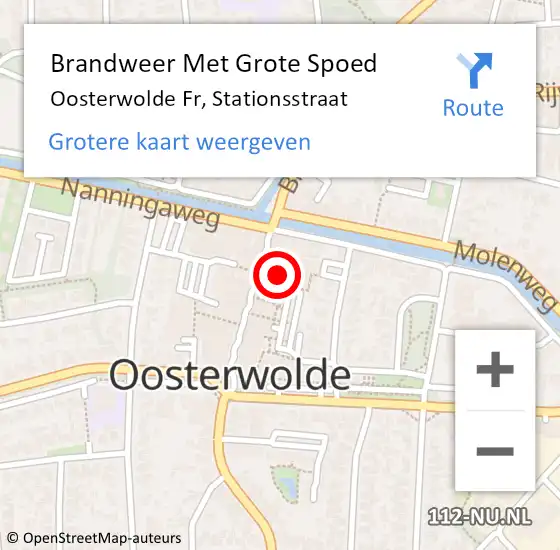 Locatie op kaart van de 112 melding: Brandweer Met Grote Spoed Naar Oosterwolde Fr, Stationsstraat op 14 december 2016 12:57