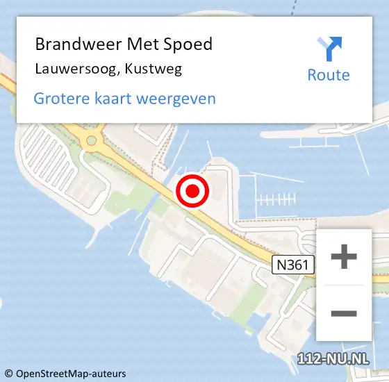Locatie op kaart van de 112 melding: Brandweer Met Spoed Naar Lauwersoog, Kustweg op 14 december 2016 13:45