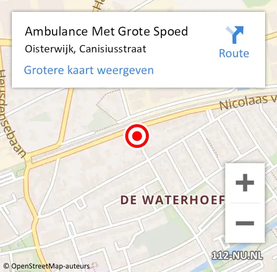 Locatie op kaart van de 112 melding: Ambulance Met Grote Spoed Naar Oisterwijk, Canisiusstraat op 14 december 2016 13:47