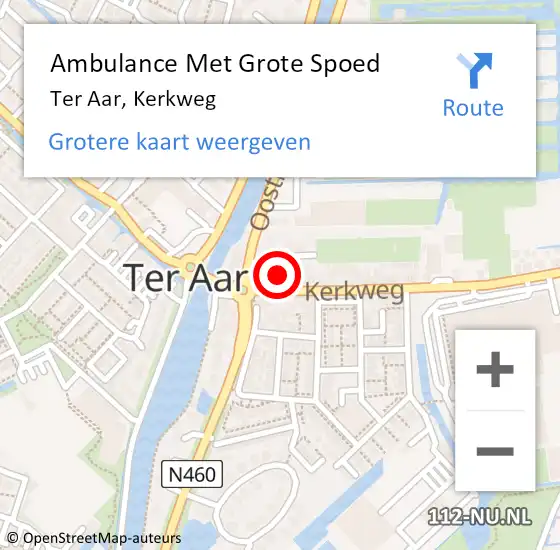 Locatie op kaart van de 112 melding: Ambulance Met Grote Spoed Naar Ter Aar, Kerkweg op 14 december 2016 13:55