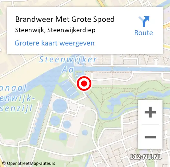 Locatie op kaart van de 112 melding: Brandweer Met Grote Spoed Naar Steenwijk, Steenwijkerdiep op 14 december 2016 14:02