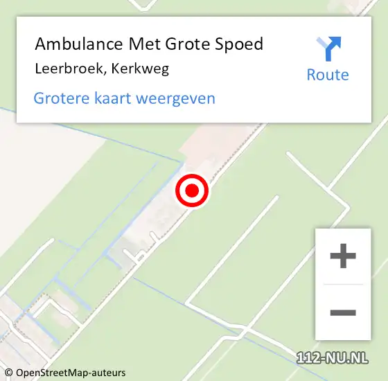 Locatie op kaart van de 112 melding: Ambulance Met Grote Spoed Naar Leerbroek, Kerkweg op 14 december 2016 14:32