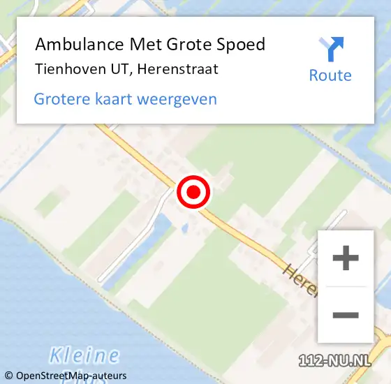 Locatie op kaart van de 112 melding: Ambulance Met Grote Spoed Naar Tienhoven UT, Herenstraat op 14 december 2016 14:33