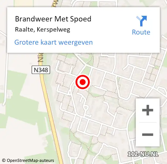 Locatie op kaart van de 112 melding: Brandweer Met Spoed Naar Raalte, Kerspelweg op 4 januari 2014 13:35