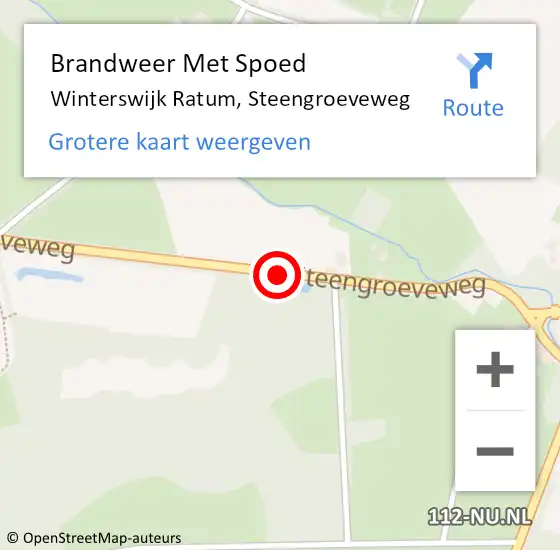 Locatie op kaart van de 112 melding: Brandweer Met Spoed Naar Winterswijk Ratum, Steengroeveweg op 4 januari 2014 13:44