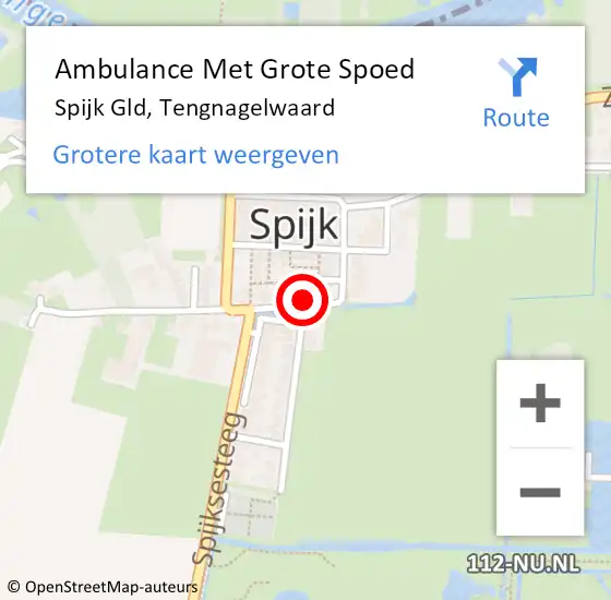 Locatie op kaart van de 112 melding: Ambulance Met Grote Spoed Naar Spijk Gld, Tengnagelwaard op 14 december 2016 15:48