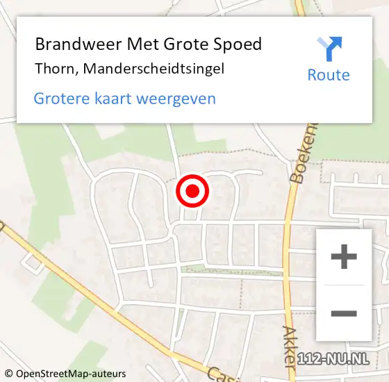 Locatie op kaart van de 112 melding: Brandweer Met Grote Spoed Naar Thorn, Manderscheidtsingel op 14 december 2016 16:07